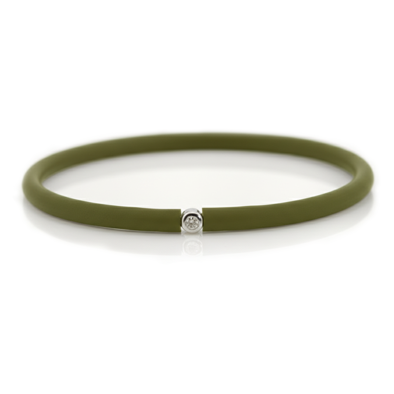 Můj První Diamant Stříbrný - olivově zelený náramek