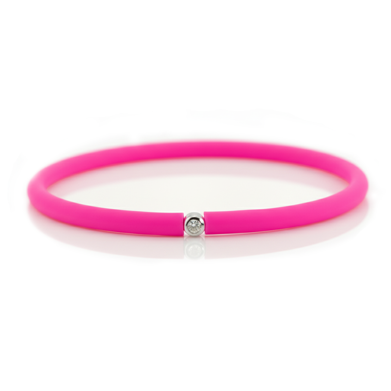 Můj První Diamant Stříbrný - tmavě růžový náramek