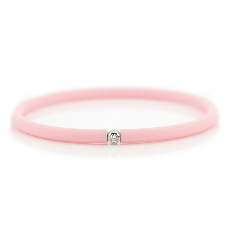 Můj První Diamant Stříbrný - světle růžový náramek