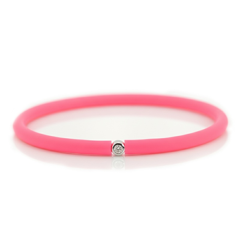 Můj První Diamant Stříbrný - růžový náramek