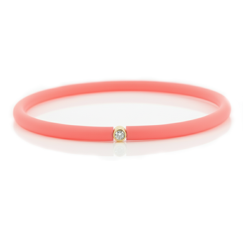 Můj První Diamant Zlatý - světle korálový náramek