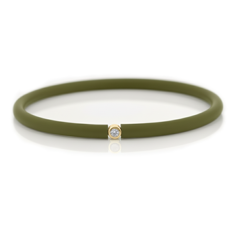 Můj První Diamant Zlatý - olivově zelený náramek