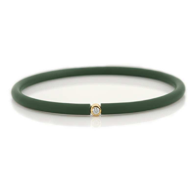 Můj První Diamant Zlatý - tmavě olivový náramek