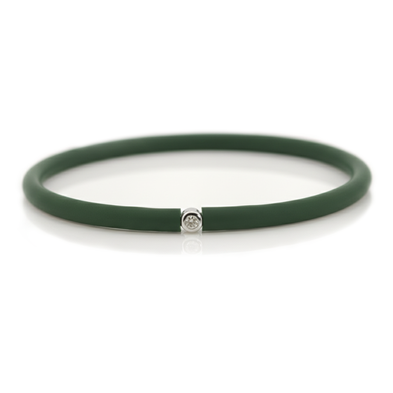 Můj První Diamant Stříbrný - tmavě zelený náramek