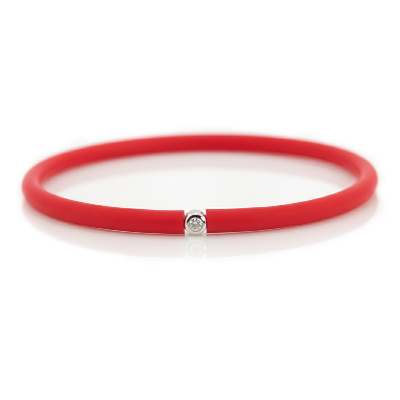 Můj První Diamant Stříbrný - červený náramek